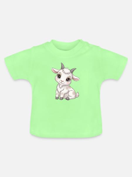 Ziege im Mondlicht - Baby Bio-T-Shirt mit Rundhals - Mintgrün