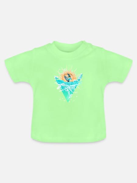 Sonnenkreis Surfer an der Welle - Baby Bio-T-Shirt mit Rundhals - Mintgrün