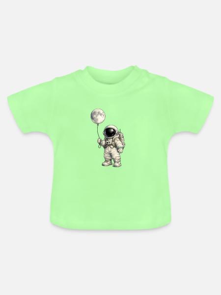 Mondballon und Astronaut - Baby Bio-T-Shirt mit Rundhals - Mintgrün