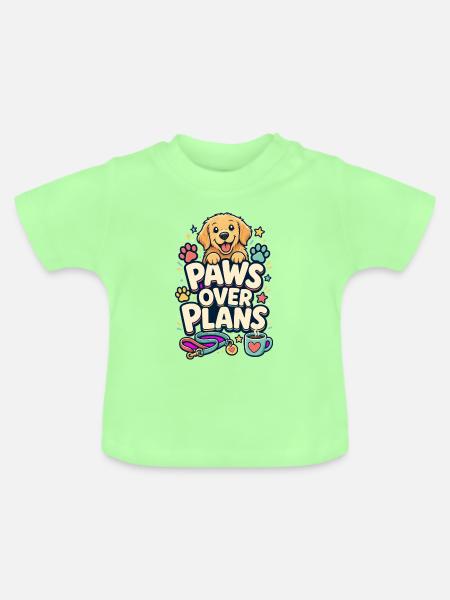PAWS OVER PLANS Hund - Baby Bio-T-Shirt mit Rundhals - Mintgrün