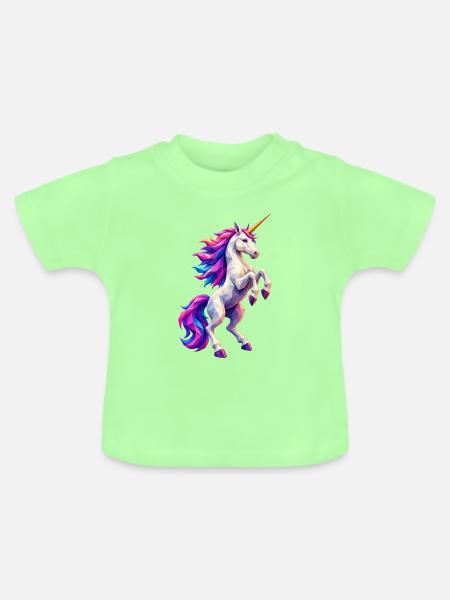 Polygon-Einhorn - Baby Bio-T-Shirt mit Rundhals - Mintgrün