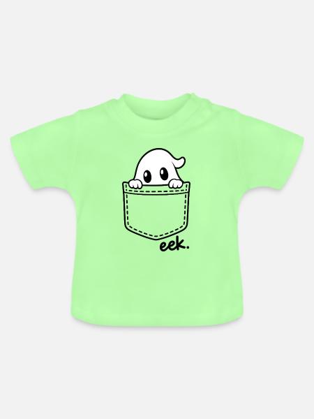 Kuscheliger Geist über Brusttasche - Baby Bio-T-Shirt mit Rundhals - Mintgrün