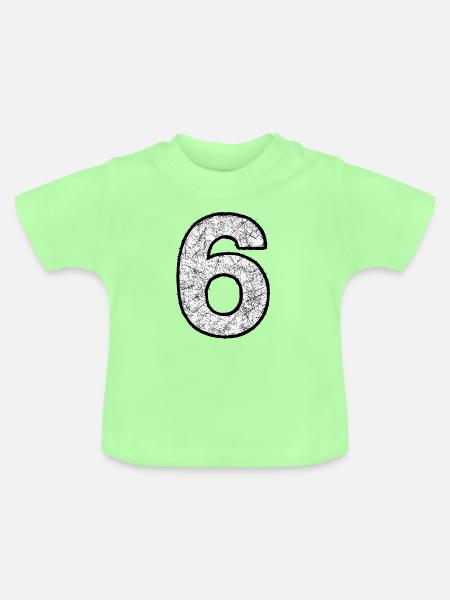 Sechs Ziffer mit Kratztextur - Baby Bio-T-Shirt mit Rundhals - Mintgrün