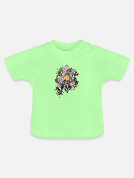 NoirBlüten Orange Akzente - Baby Bio-T-Shirt mit Rundhals - Mintgrün