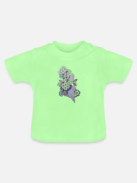 Diamantblüten Ornament - Baby Bio-T-Shirt mit Rundhals - Mintgrün