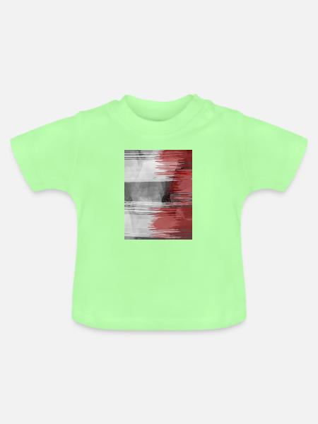 Roter Pinselstreifen auf Grauem Hintergrund - Baby Bio-T-Shirt mit Rundhals - Mintgrün
