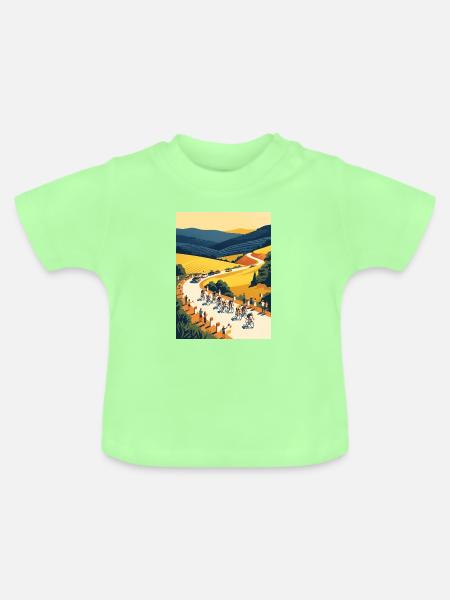 Goldene Etappe — Radfahrer-Erinnerung - Baby Bio-T-Shirt mit Rundhals - Mintgrün