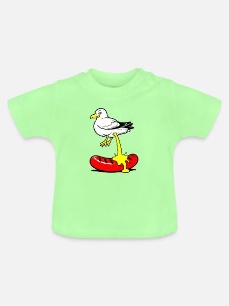 Bratwurst mit Senf, Vogel - Baby Bio-T-Shirt mit Rundhals - Mintgrün