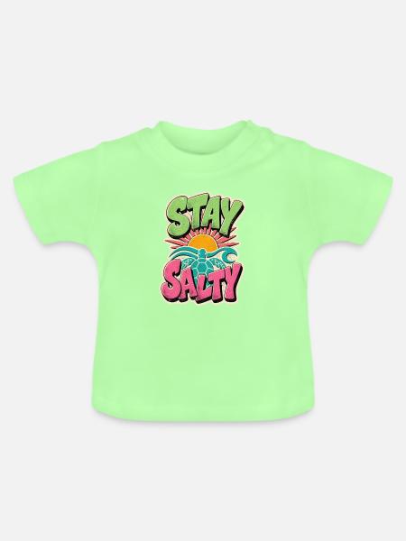 Bleib salzig Surf Retro - Baby Bio-T-Shirt mit Rundhals - Mintgrün