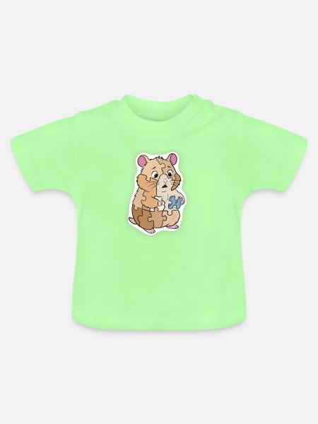 Puzzlehamster mit Rätselstück - Baby Bio-T-Shirt mit Rundhals - Mintgrün