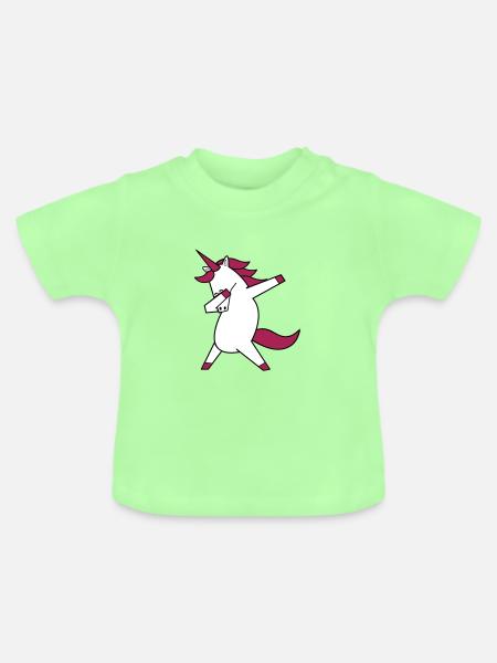 dabbing unicorn - Baby Bio-T-Shirt mit Rundhals - Mintgrün