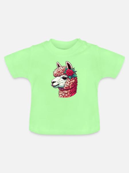 Alpaka - Baby Bio-T-Shirt mit Rundhals - Mintgrün