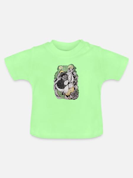 Verflochtene Blüten Muster - Baby Bio-T-Shirt mit Rundhals - Mintgrün