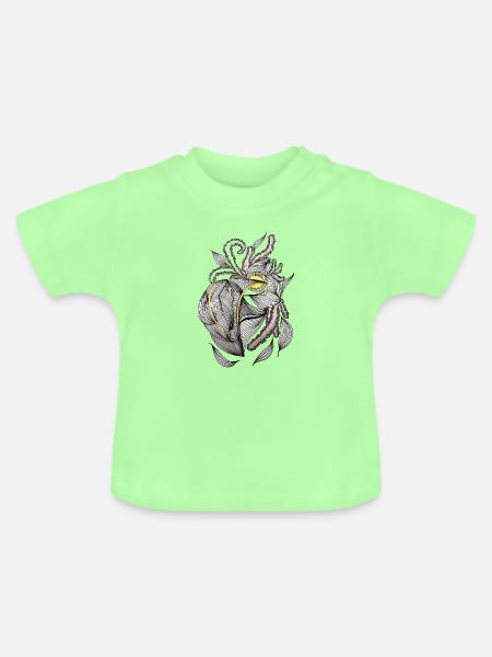 Blattlinie mit Goldakzent - Baby Bio-T-Shirt mit Rundhals - Mintgrün