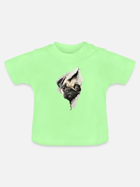 Mops - Baby Bio-T-Shirt mit Rundhals - Mintgrün