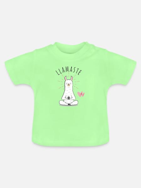 Llamaste Meditations-Lama - Baby Bio-T-Shirt mit Rundhals - Mintgrün
