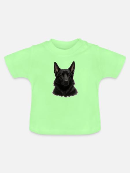 Schwarzer Schäferhund Kopfdesign - Baby Bio-T-Shirt mit Rundhals - Mintgrün