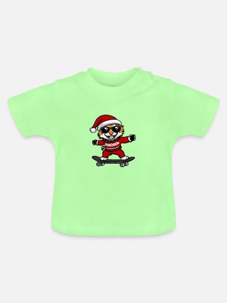 Tiger Weihnachten Lustig - Baby Bio-T-Shirt mit Rundhals - Mintgrün