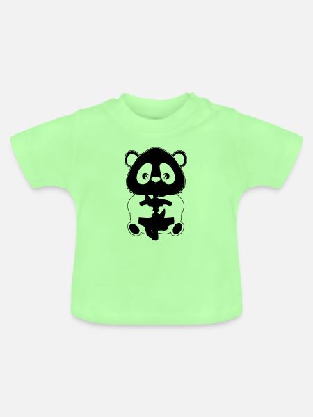 Panda mit Bambus - Baby Bio-T-Shirt mit Rundhals - Mintgrün