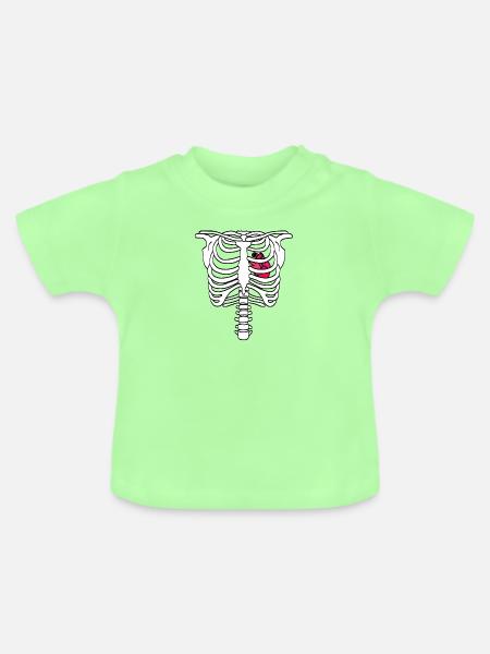 Skelettbrustkorb mit Herz - Baby Bio-T-Shirt mit Rundhals - Mintgrün