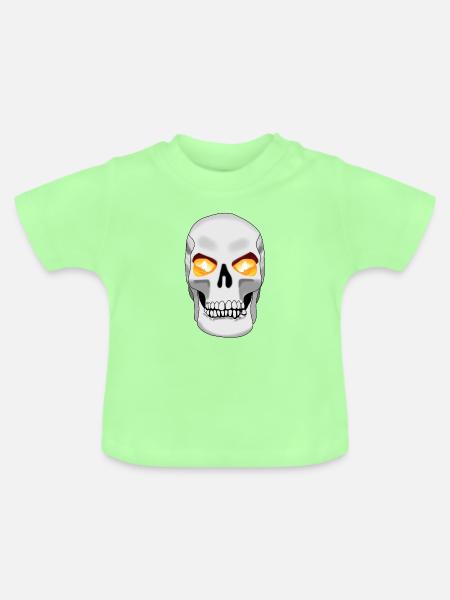 Totenkopf mit Kerze - Baby Bio-T-Shirt mit Rundhals - Mintgrün