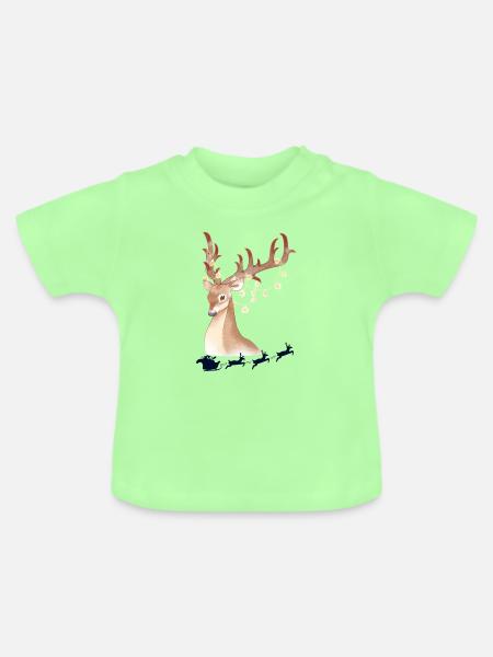 Lichter Hirsch im Winterwald - Baby Bio-T-Shirt mit Rundhals - Mintgrün
