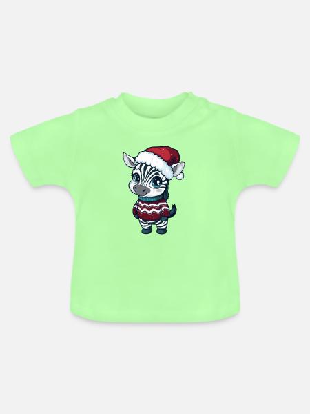 Zebra Weihnachten - Baby Bio-T-Shirt mit Rundhals - Mintgrün