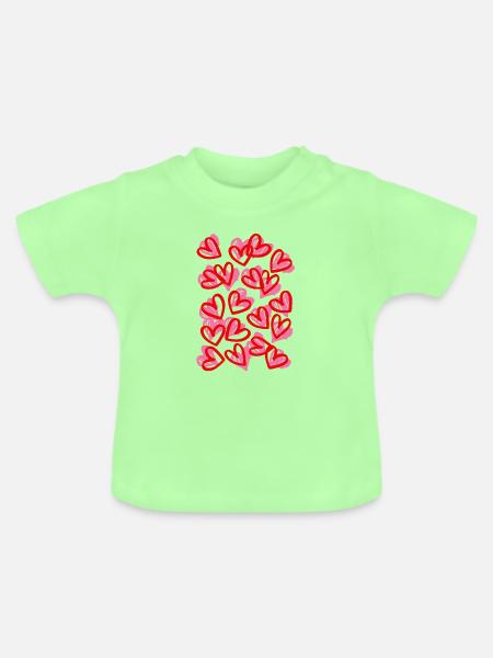 Big-Heart-Doodle-Design - Baby Bio-T-Shirt mit Rundhals - Mintgrün