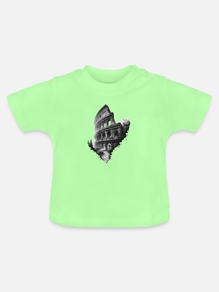 Ätherisches schwarz-weißes Kolosseum - Baby Bio-T-Shirt mit Rundhals - Mintgrün