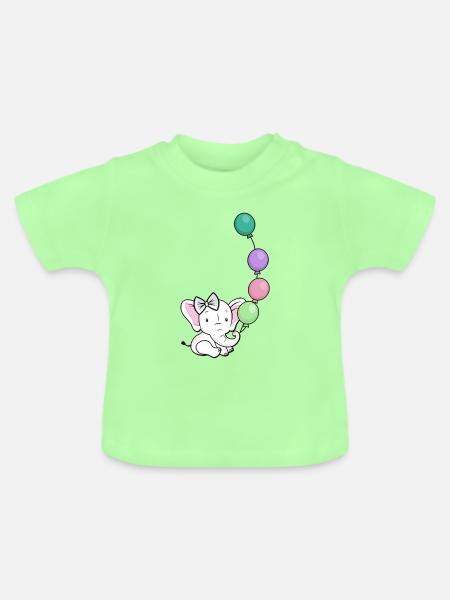 Ballonelefant mit Bogen - Baby Bio-T-Shirt mit Rundhals - Mintgrün