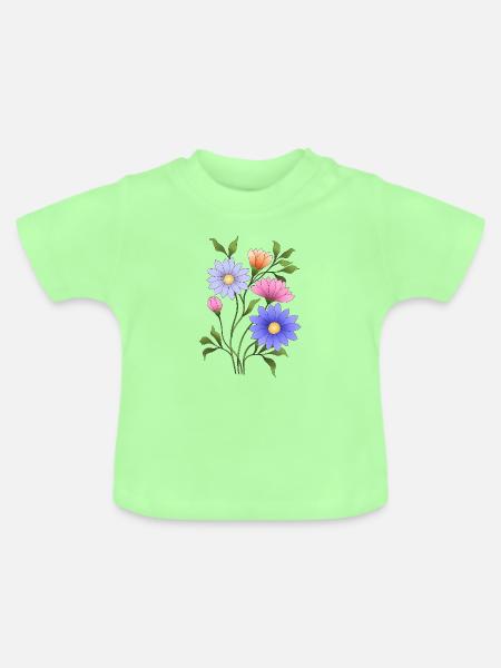 Blumen - Baby Bio-T-Shirt mit Rundhals - Mintgrün
