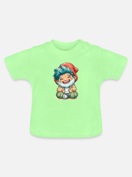 Fröhlicher Blauhaar-Gnom - Baby Bio-T-Shirt mit Rundhals - Mintgrün