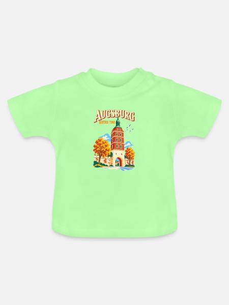 Augsburg Rotes Tor Reiseplakat - Baby Bio-T-Shirt mit Rundhals - Mintgrün