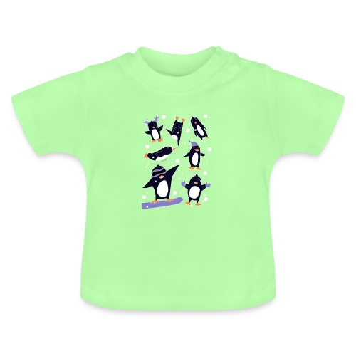 Pinguinos Collage - Camiseta orgánica para bebé con cuello redondo