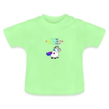Einhorn Glitzer Pups | Einhornpups - Baby Bio-T-Shirt mit Rundhals - Mintgrün - Vorne