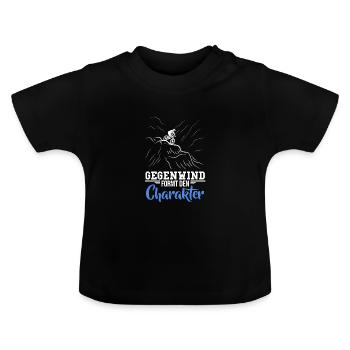 Gegenwind formt den Charakter Rad Mountain-Bike - Baby Bio-T-Shirt mit Rundhals - Schwarz - Vorne