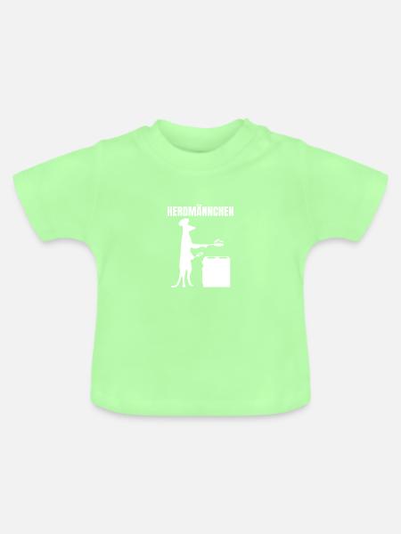 Herdmännchen Essen Kochen Lustiger Koch - Baby Bio-T-Shirt mit Rundhals - Mintgrün