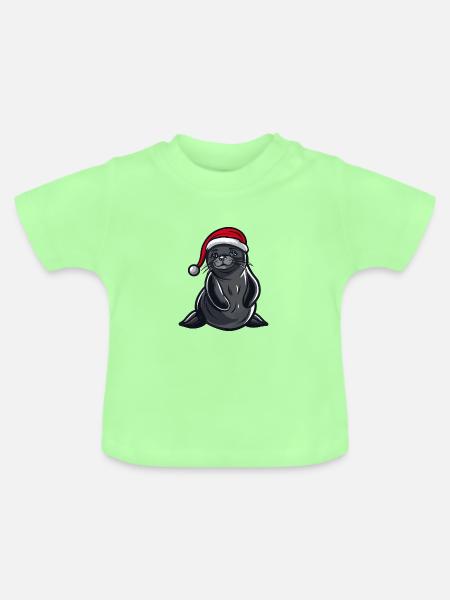 Robbe Tier Weihnachten - Baby Bio-T-Shirt mit Rundhals - Mintgrün
