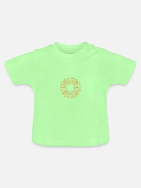 Sonne Hippie orange - Baby Bio-T-Shirt mit Rundhals - Mintgrün
