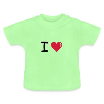 i love - Baby Organic T-Shirt with Round Neck - mint green - Front