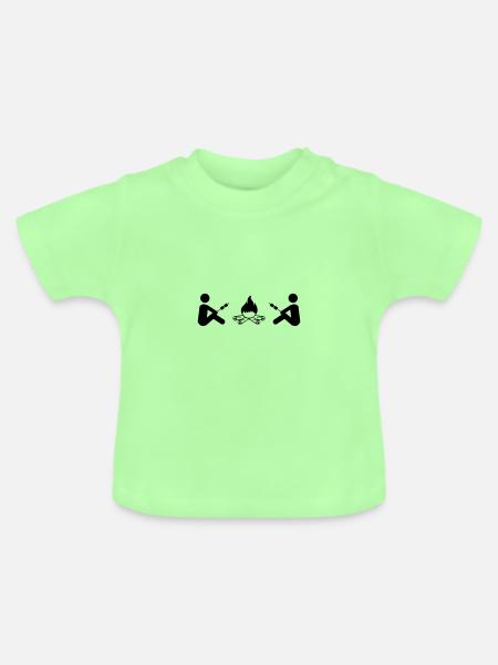 lagerfeuer camping - Baby Bio-T-Shirt mit Rundhals - Mintgrün
