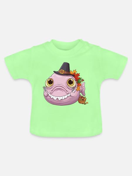 Lustiger Blobfisch - Herbst und Erntedank - Baby Bio-T-Shirt mit Rundhals - Mintgrün