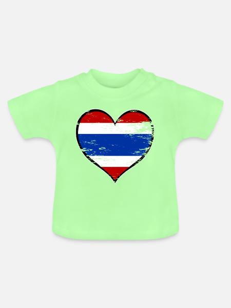 Thailand Herzflagge used - Baby Bio-T-Shirt mit Rundhals - Mintgrün