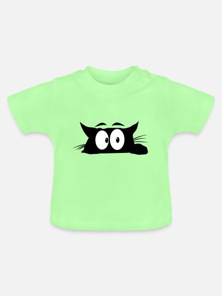 Black Cat 1 Katze - Baby Bio-T-Shirt mit Rundhals - Mintgrün