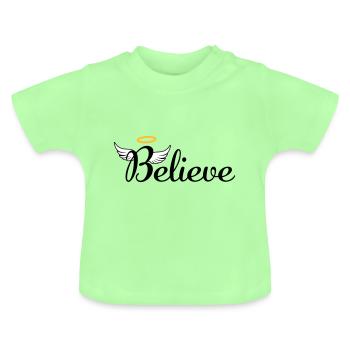 Je crois aux anges - T-shirt bio col rond Bébé - vert menthe - Devant
