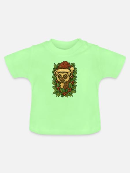 Festliches Chamäleon mit Stechpalmenkrone - Baby Bio-T-Shirt mit Rundhals - Mintgrün