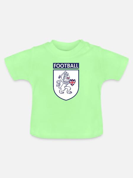 Fußball Löwenschild mit Union Jack - Baby Bio-T-Shirt mit Rundhals - Mintgrün
