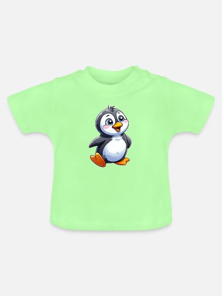 Kuschelpinguin Charme - Baby Bio-T-Shirt mit Rundhals - Mintgrün