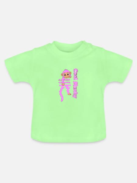 Rosa Affe klettert Glitzer - Baby Bio-T-Shirt mit Rundhals - Mintgrün