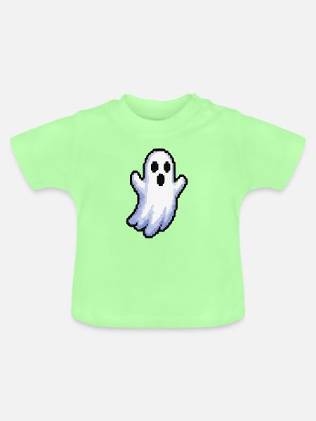 Geister-Pixel: Verspielter Schatten - Baby Bio-T-Shirt mit Rundhals - Mintgrün